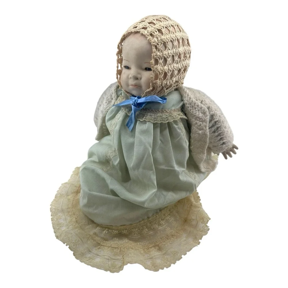 For Repair: Antique Bisque‎ Baby Doll Porcelain Head Hands Glass Eyes Cloth Body